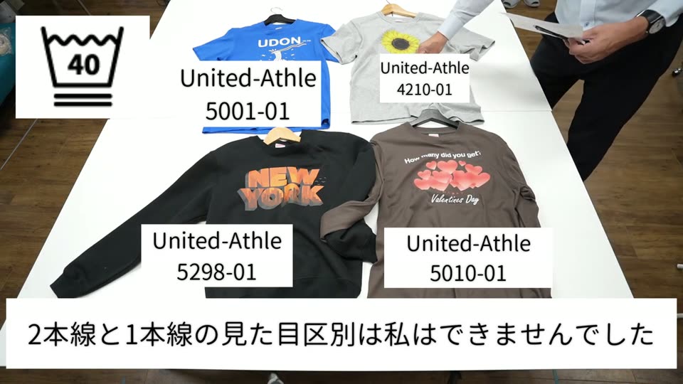 United Athle 5001-01、4210-01、5298-01、5010-01の4着と下線2本の40の桶のマーク