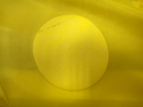 生地にタイプWで作ったマークをプリント　裏から見た所